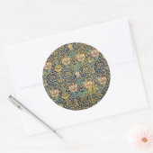 William Morris Floral Pattern Gold Turquoise Red Runder Aufkleber (Umschlag)
