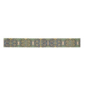 William Morris Floral Pattern Gold Turquoise Red Satinband (Vorderseite)