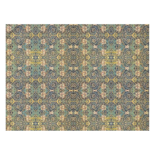 William Morris Floral Pattern Gold Turquoise Red Tischdecke (Vorderseite (Horizontal))