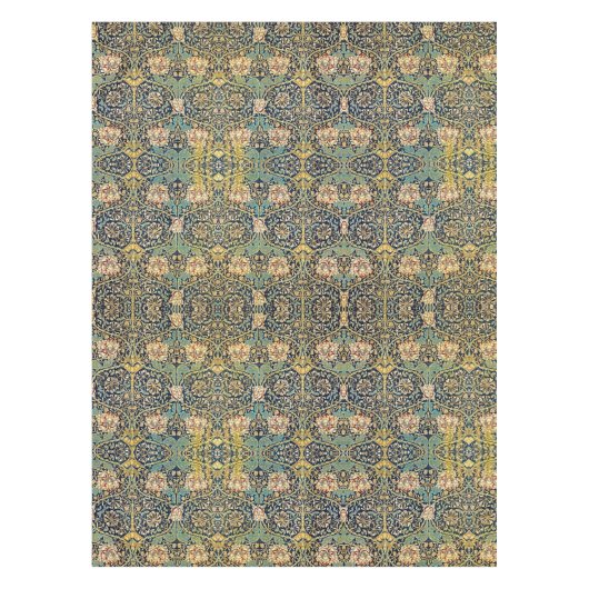 William Morris Floral Pattern Gold Turquoise Red Tischdecke (Vorderseite)