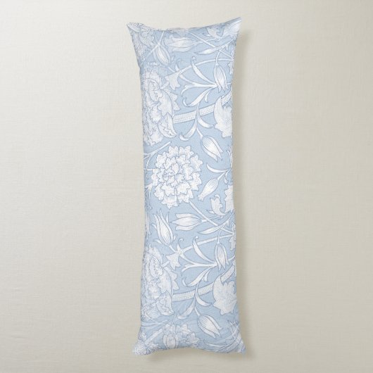 William Morris Floral Pattern in Blue Seitenschläferkissen (Rückseite (Vertikal))