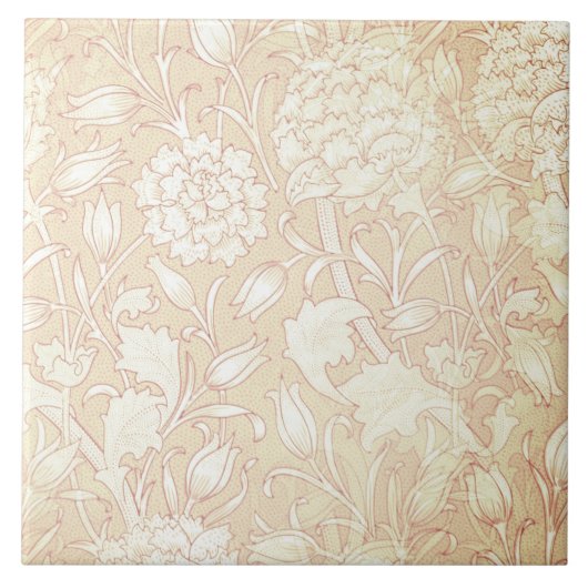 William Morris floral Pattern in Pink Keramik Tile Fliese (Vorderseite)