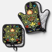 William Morris Floral Pattern Ofenhandschuh & Topflappen-Set (Vorderseite/Rückseite)