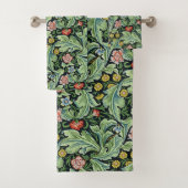 William Morris Floral Pattern Pink Green Carnation Badhandtuch Set (Insitu)
