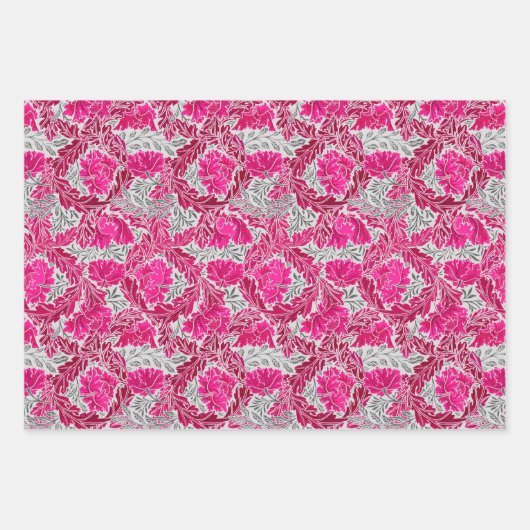 William Morris Floral, Rot, Türkis und Fuchsia Geschenkpapier Set (Vorderseite 3)