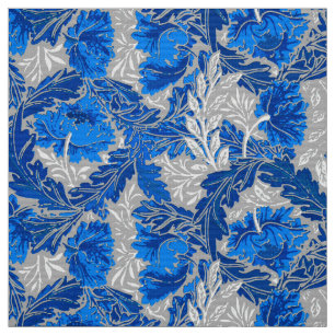 William Morris Floral, Sapphire Blue und Grau Stoff