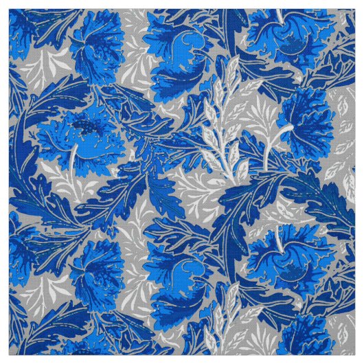 William Morris Floral, Sapphire Blue und Grau Stoff (Muster)