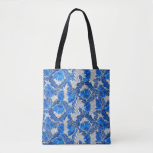 William Morris Floral, Sapphire Blue und Grau Tasche