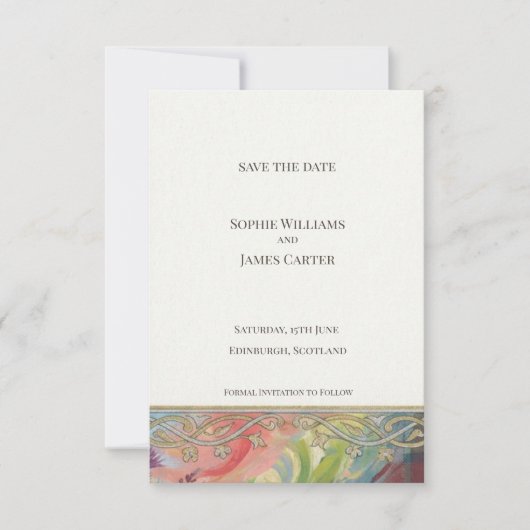 William Morris Floral Save the Date Karte (Vorderseite)