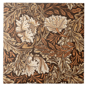 William Morris Floral, Schokoladenbraun und Beige Fliese