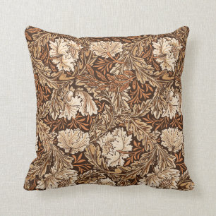 William Morris Floral, Schokoladenbraun und Beige Kissen