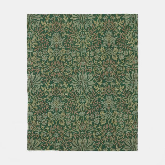 William Morris Flower Garden-Greens Fleecedecke (Vorderseite)