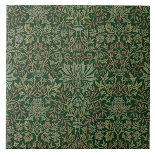 William Morris Flower Garden-Grün Fliese (Vorderseite)