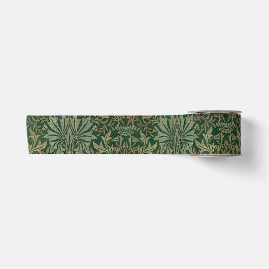 William Morris Flower Garden-Grün Satinband (Vorderseite)