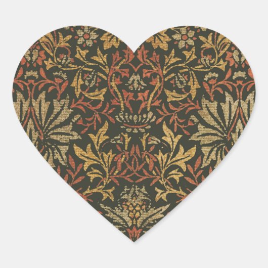 William Morris Flower Garden Tapestry Herz-Aufkleber (Vorderseite)