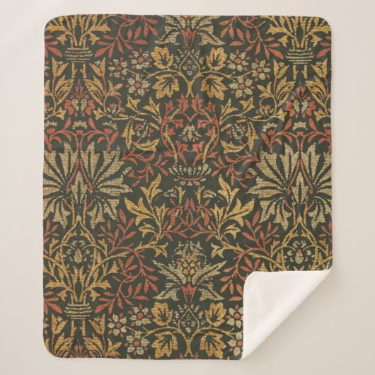 William Morris Flower Garden Tapestry Sherpadecke (Vorderseite)