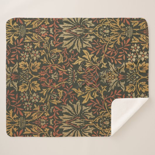 William Morris Flower Garden Tapestry Sherpadecke (Vorderseite (Horizontal))