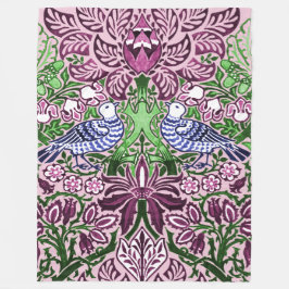 William Morris Folk Art Birds Blume Acorns Fleecedecke