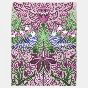 William Morris Folk Art Birds Blume Acorns Fleecedecke