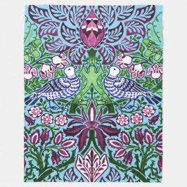 William Morris Folk Art Birds Blume Acorns Fleecedecke