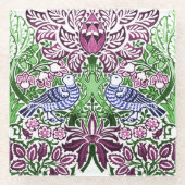 William Morris Folk Art Birds Blume Acorns Glasuntersetzer (Vorderseite)