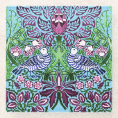 William Morris Folk Art Birds Blume Acorns Glasuntersetzer (Vorderseite)