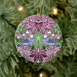 William Morris Folk Art Birds Blume Acorns Keramik Ornament