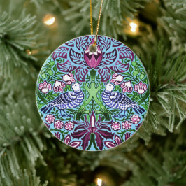 William Morris Folk Art Birds Blume Acorns Keramik Ornament