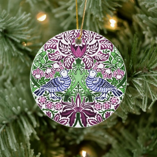 William Morris Folk Art Birds Blume Acorns Keramik Ornament (Baum)