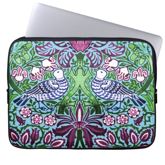 William Morris Folk Art Birds Blume Acorns Laptopschutzhülle (Vorderseite)
