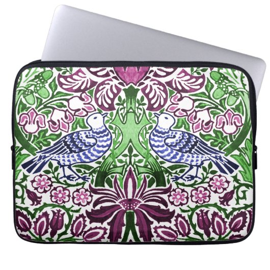 William Morris Folk Art Birds Blume Acorns Laptopschutzhülle (Vorderseite)