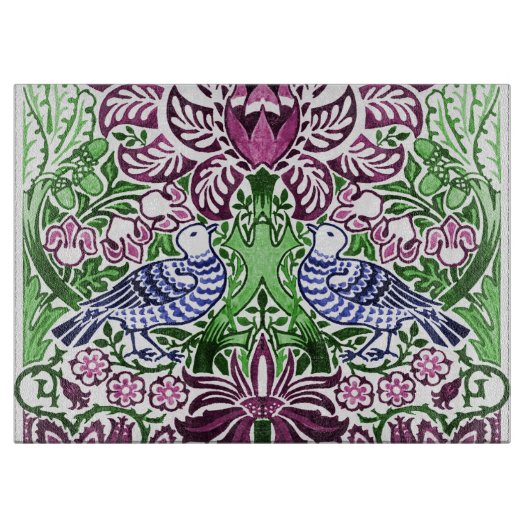William Morris Folk Art Birds Blume Acorns Schneidebrett (Vorderseite)