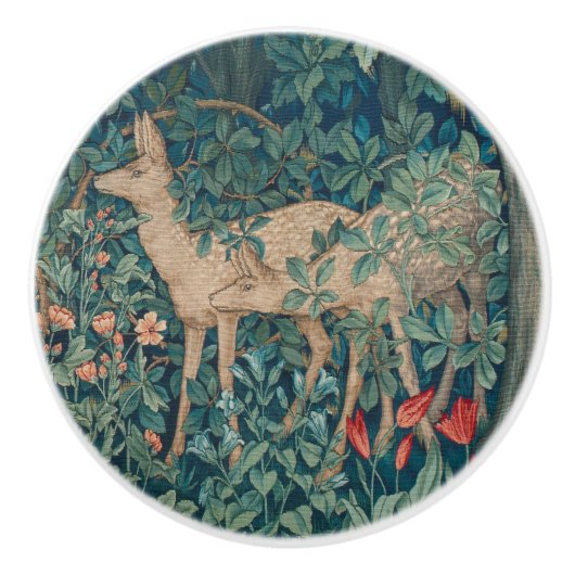 William Morris Forest Deer Floral Tapestry Keramikknauf (Vorderseite)