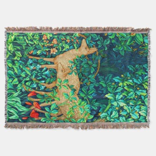 William Morris Forest Deer Tapestry Decke (Vorderseite)