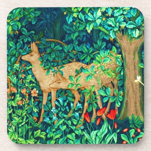 William Morris Forest Deer Tapestry Getränkeuntersetzer (Vorderseite)