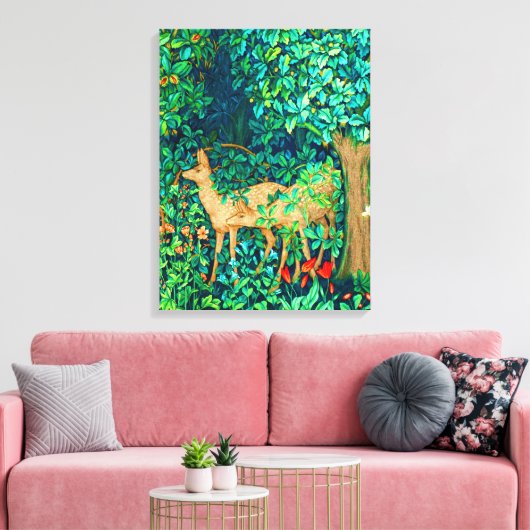 William Morris Forest Deer Tapestry Leinwand (Insitu (Wohnzimmer))