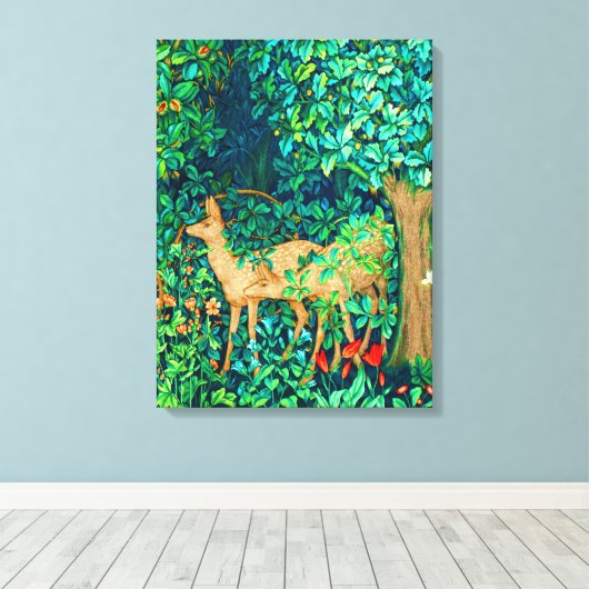 William Morris Forest Deer Tapestry Leinwand (Insitu (Holzboden))
