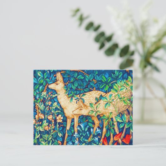 William Morris Forest Deer Tapestry Postkarte (Stehend Vorderseite)