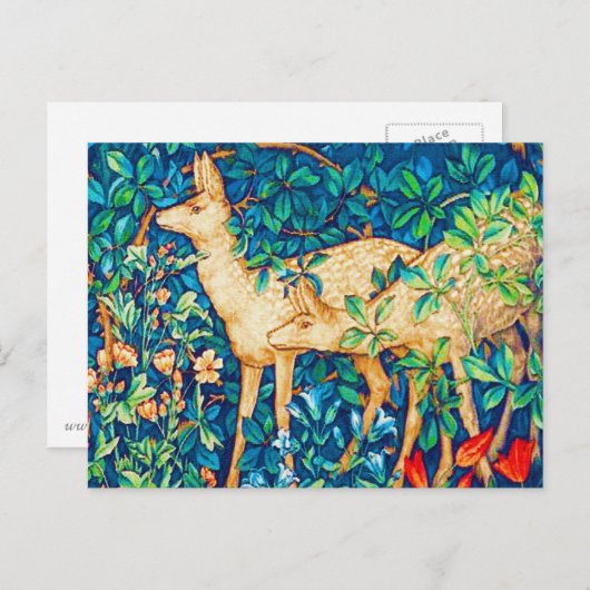 William Morris Forest Deer Tapestry Postkarte (Vorne/Hinten)