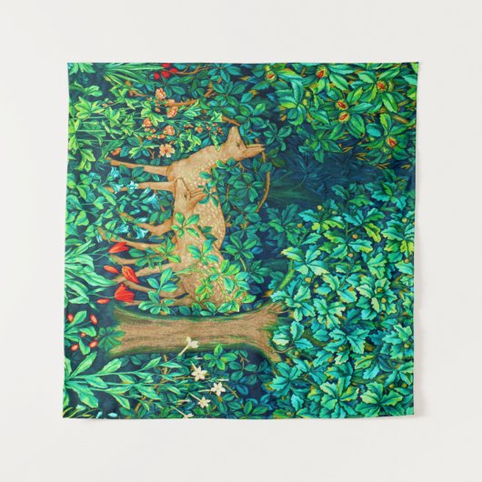 William Morris Forest Deer Tapestry Wandteppich (Vorderseite (Horizontal))