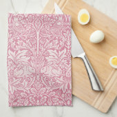 William Morris Forest Rabbit Bird Foliage Pink Geschirrtuch (Viertel Falte)