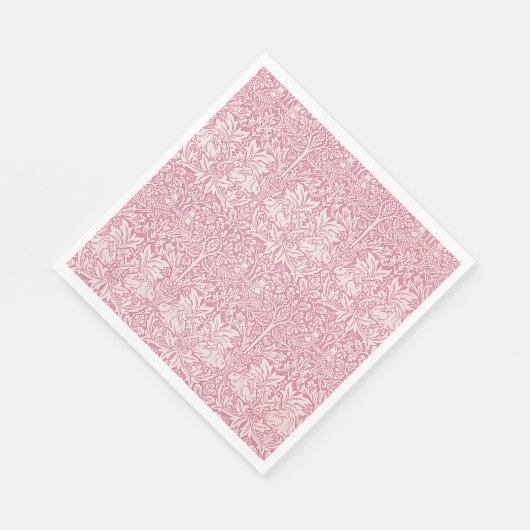 William Morris Forest Rabbit Bird Foliage Pink Serviette (Ecke)