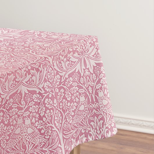 William Morris Forest Rabbit Bird Foliage Pink Tischdecke (Beispiel)