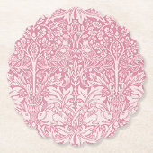 William Morris Forest Rabbit Bird Foliage Pink Untersetzer (Vorderseite)