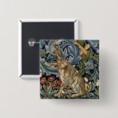 William Morris Forest Rabbit Floral Art Nouveau Button (Vorne & Hinten)
