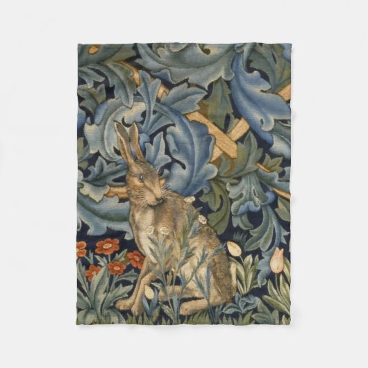 William Morris Forest Rabbit Floral Art Nouveau Fleecedecke (Vorderseite)