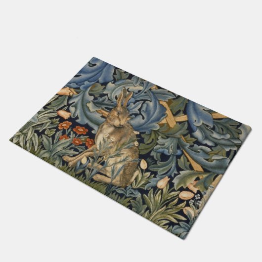 William Morris Forest Rabbit Floral Art Nouveau Fußmatte (Schrägansicht)