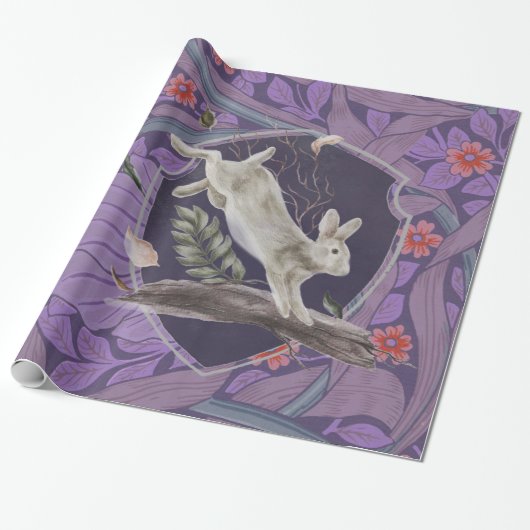 William Morris Forest Rabbit Floral Art Nouveau Geschenkpapier (Ungerollt)