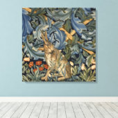 William Morris Forest Rabbit Floral Art Nouveau Leinwanddruck (Insitu (Holzboden))