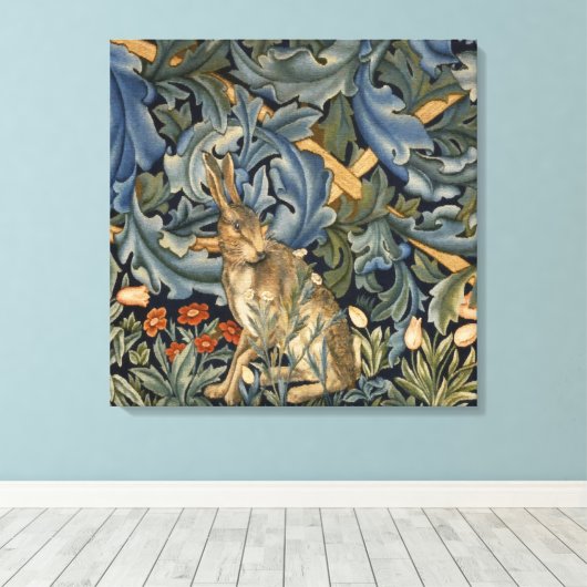 William Morris Forest Rabbit Floral Art Nouveau Leinwanddruck (Insitu (Holzboden))